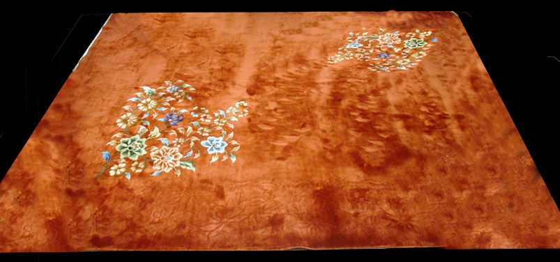 Tappeto Bordeaux con fiori Art Decò del XX Secolo Opera d'arte esemplare - Robertaebasta® Art Gallery opere d’arte esclusive.